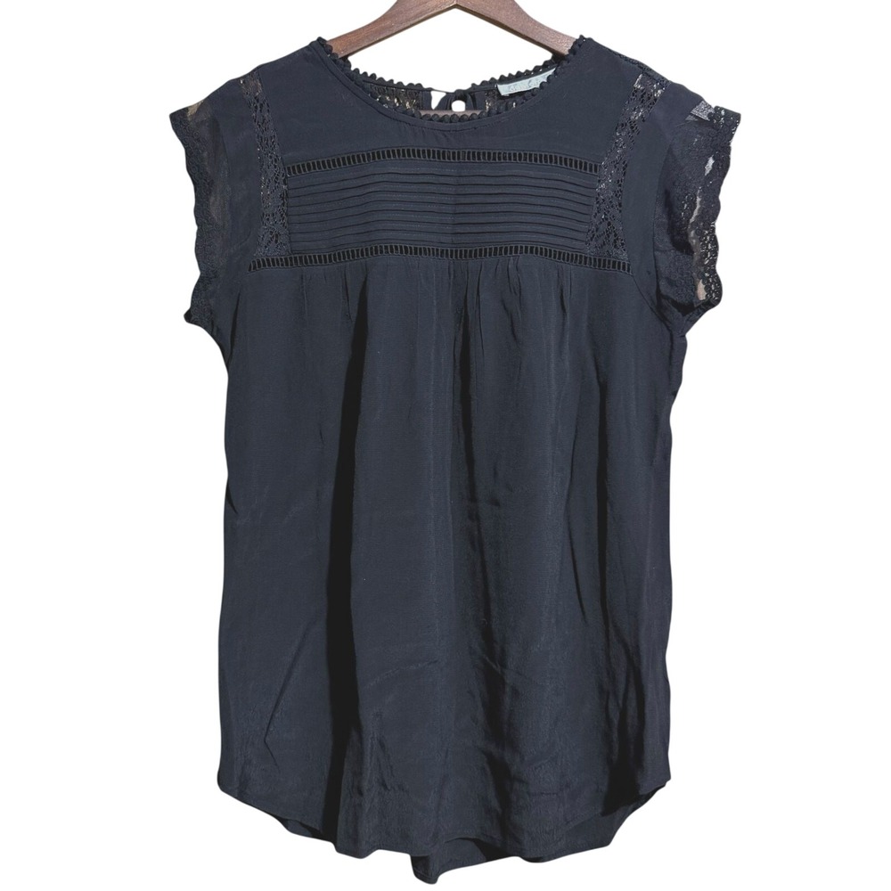 Daniel Rainn Black lace short sleeve blouse - small